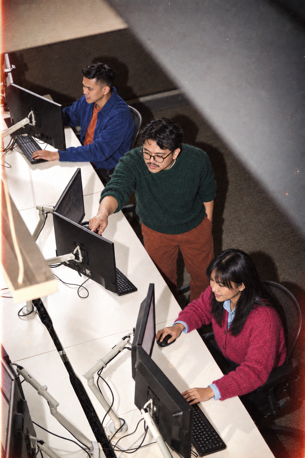 Marketing specialists collaborating at their workstations